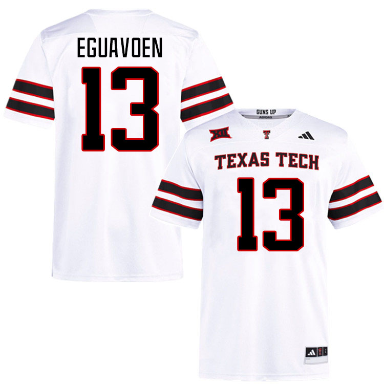 #13 Sam Eguavoen Texas Tech Red Raiders Jerseys College Football Uniforms Stitched-White